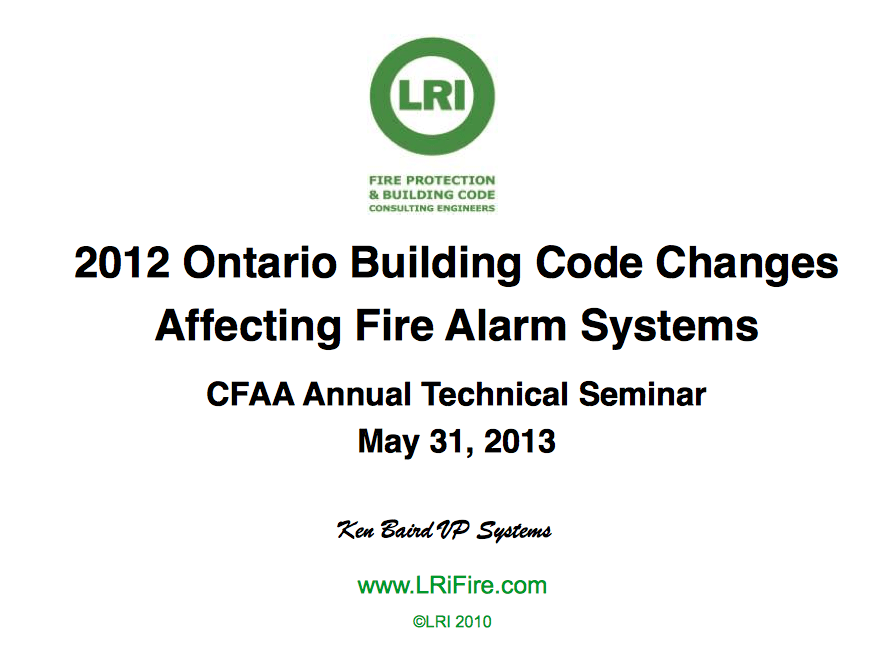 2012 Ontario Building Code Changes Affecting Fire Alarm Systems